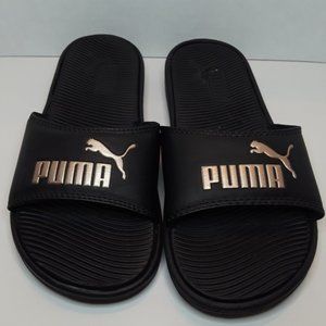 puma slides gold